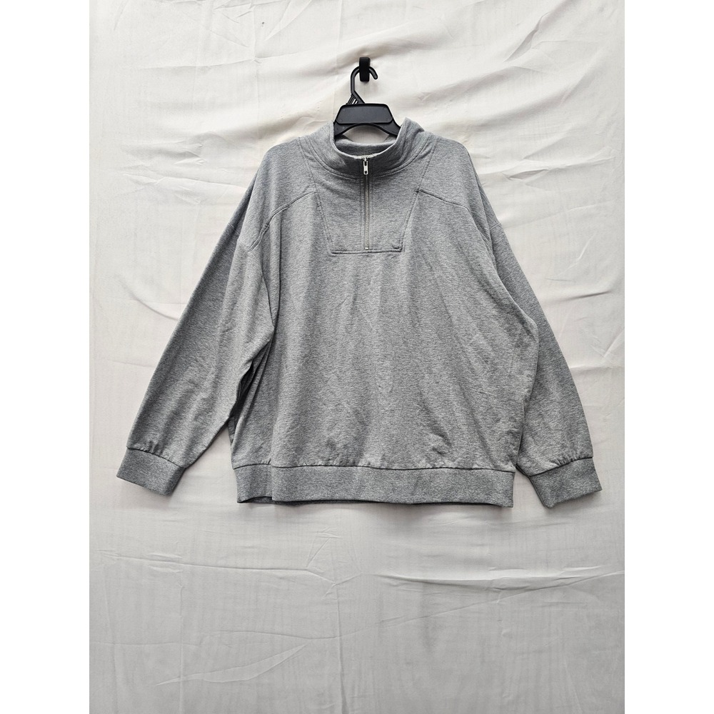 Ava & Viv Womens Quarter Zip Sweatshirt Gray Cotton Blend Relaxed Size 2X